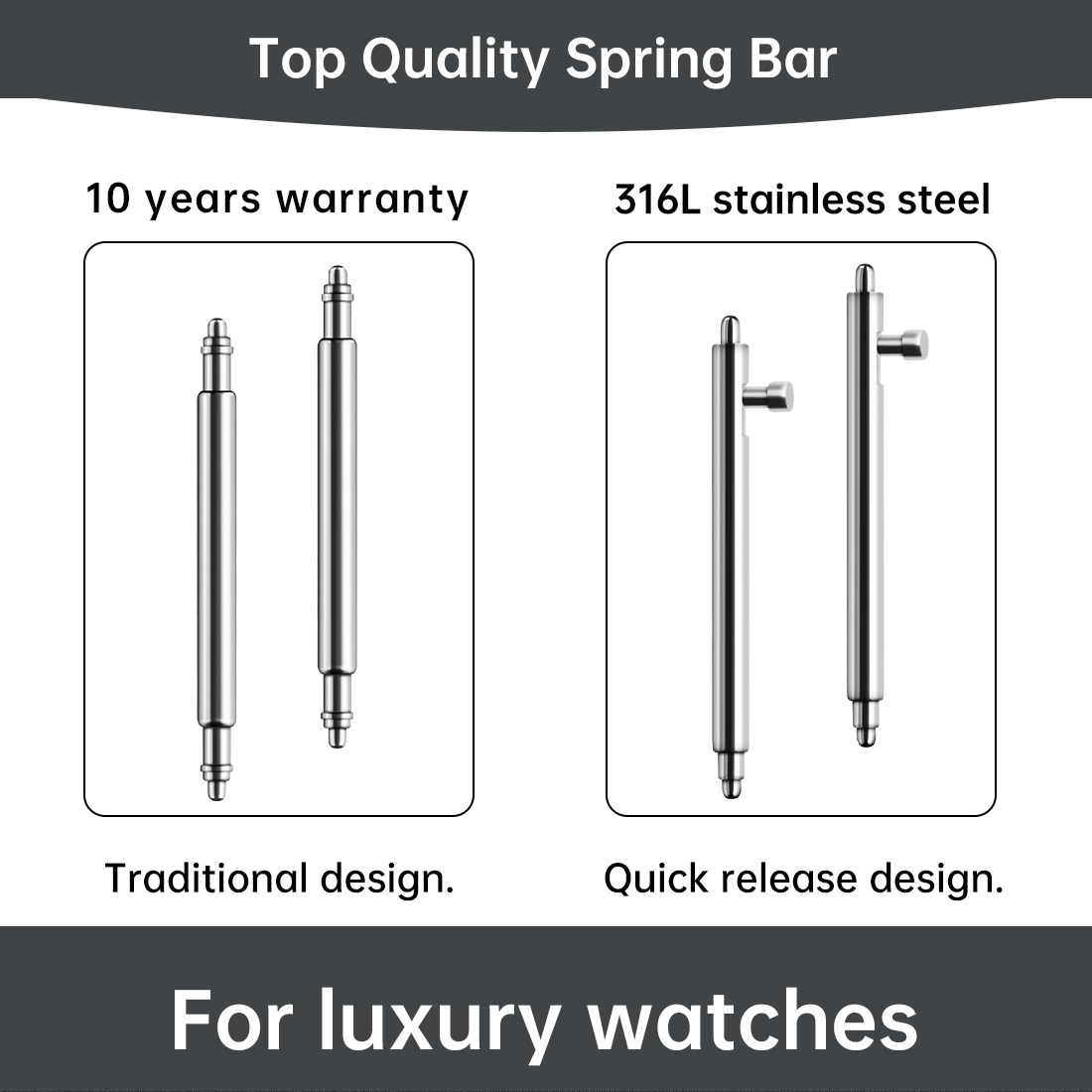 Maikes 316L Stainless Steel Qu - Leather Strap Quick Release recension och pris