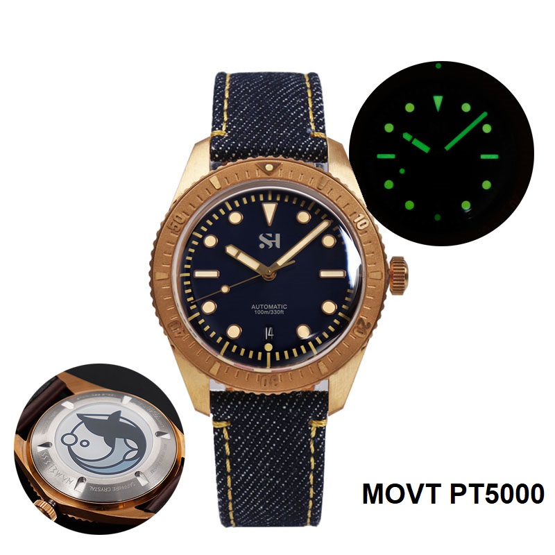 42mm Bronze Mens Watch Mechani - Canvas Strap Watch recension och pris