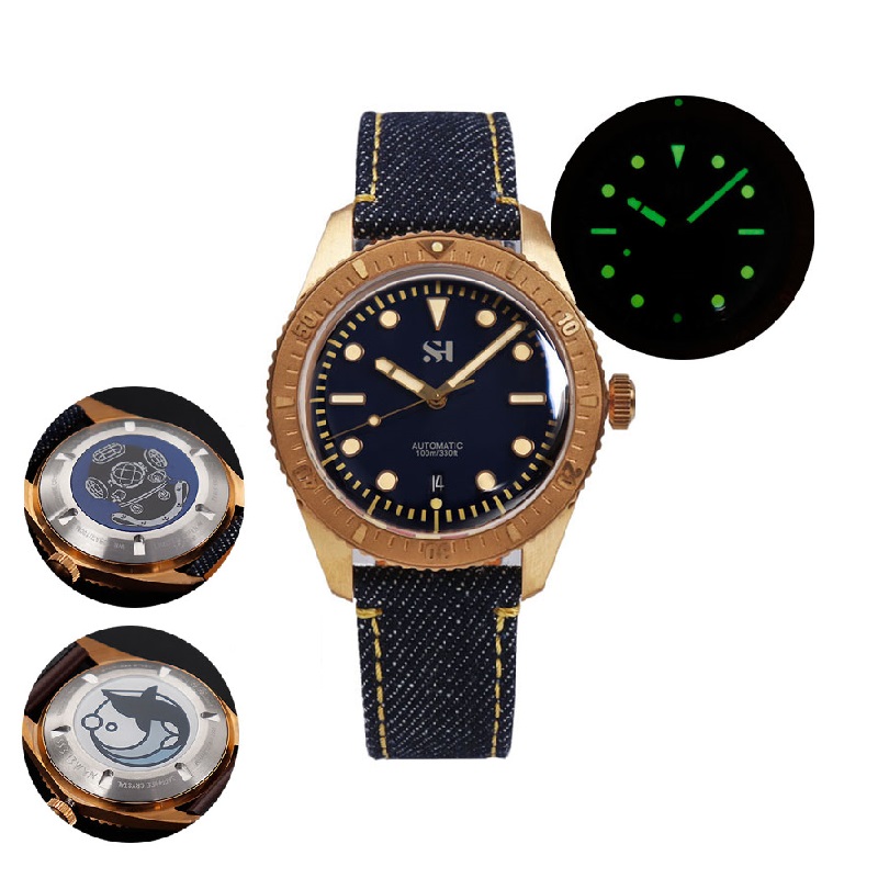 42mm Bronze Mens Watch Mechani - Canvas Strap Watch recension och pris