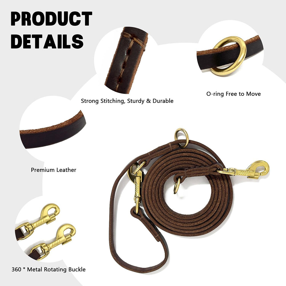 Multi Function Leather Dog Lea - Leather Strap Quick Release recension och pris