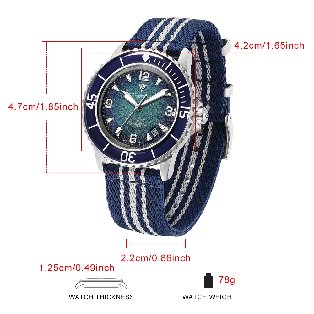 CADISEN Deep Explorer MIYOTA 8 - Canvas Strap Watch recension och pris